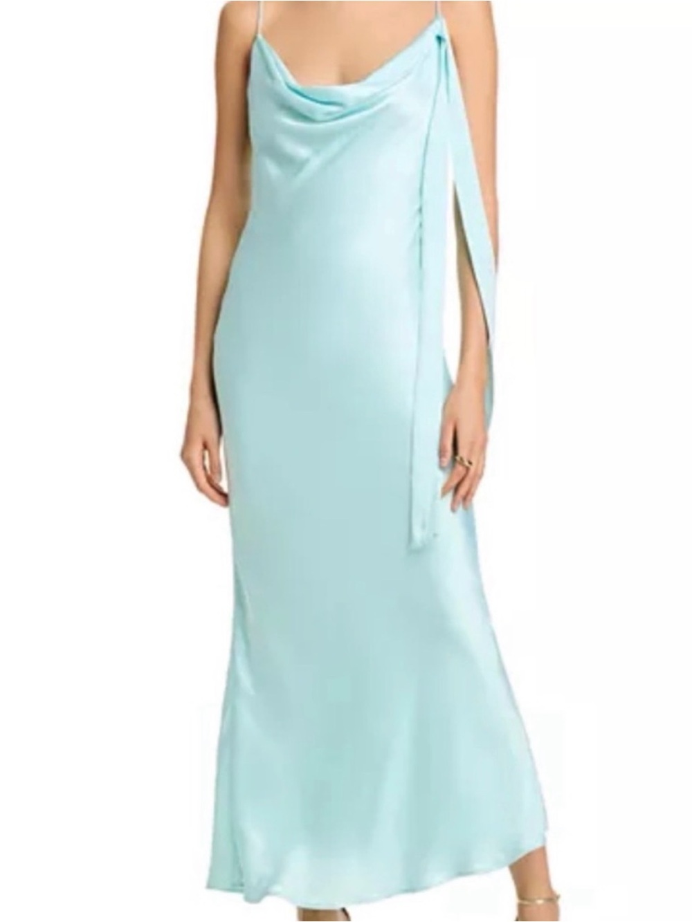 Bardot Cowl Neck Slip Dress in Light Aqua